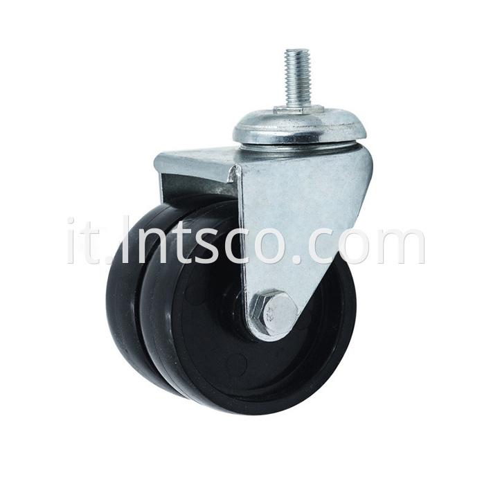 Threaded Stem Dual-wheel Swivel Casters with PVC Wheels